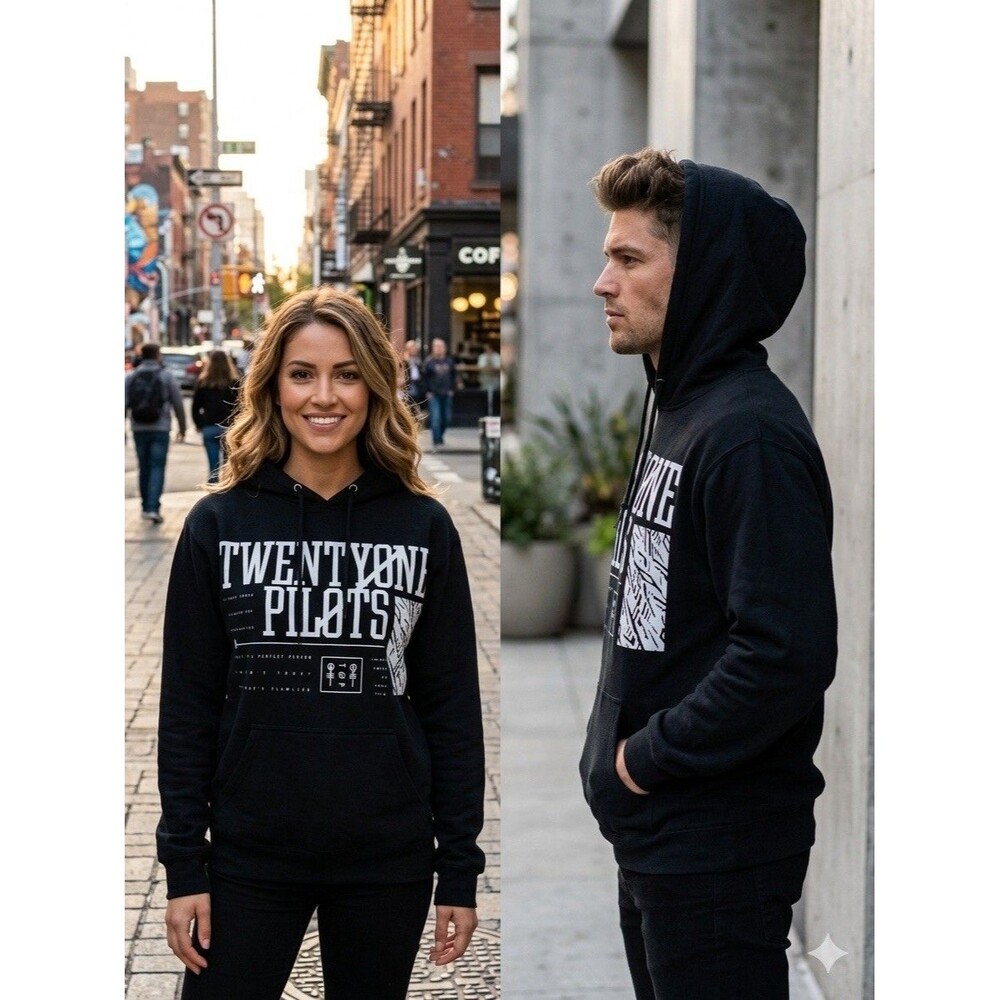 Rare New Twenty One Pilots Black Logo Blurryface Newprint Hoodie Unisex Adult XS